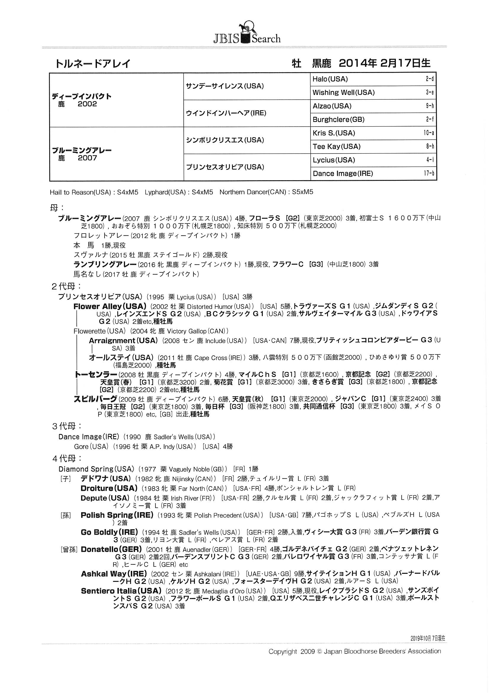 トルネードアレイ Tornado Alley 牡 ５歳 中央競馬 登録抹消 サラブレッドオークション